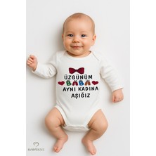 Babyden's “üzgünüm Baba Aynı Kadına Aşığız” Baskılı Pamuk Body Uzun Kollu Bebek Zıbını 0-24 Ay Body