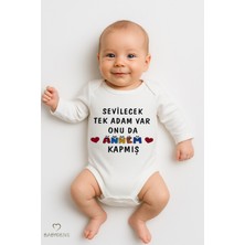 Babyden's “sevilecek Tek Adam Var, Onu Da Annem Kapmış” Yazılı,uzun Kollu Bebek Body Pamuk Çıtçıtlı Zıbın