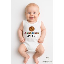 Baby Dens Babyden's Annesinin Aslanı Yazılı Kolsuz Bebek Zıbın Pamuk Çıtçıtlı Yazlık Body Sevimli Bebek Body Tulum