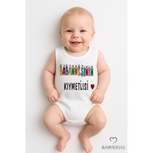 Baby Dens Babyden's Babaannesinin Kıymetlisi Yazılı Kolsuz Bebek Body Pamuk Yazlık Çıtçıtlı Zıbın Tulum