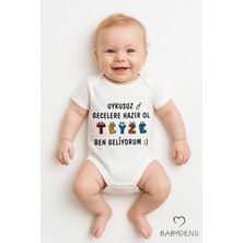 Baby Dens Babyden's Uykusuz Gecelere Hazır Ol Teyze Yazılı Pamuk Çıtçıtlı Bebek Zıbını |kısa Kollu Body