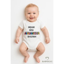 Babyden's Harçlıkları Hazırla Anneanneciğim Yazılı Çıtçıtlı Bebek Zıbını Pamuk Kısa Kollu Body Tulum