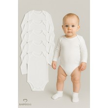 Babyden's 5’li Set Uzun Kollu Bebek Zıbın | Beyaz Pamuk Çıtçıtlı Body | Unisex 0-24 Ay Iç Giyim
