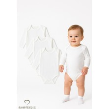 Babyden's 3'lü Set Uzun Kollu Beyaz Bebek Zıbın Pamuk | 0-3 Ay - 24 Ay | Unisex Çıtçıtlı Body