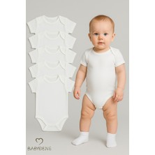 Babyden's 5’li Set Kısa Kollu Bebek Zıbın Pamuk Çıtçıtlı Body Beyaz Unisex Bebek Iç Giyim 03-24 Ay