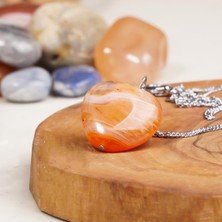 Akik (Agate) Doğal Taş Kalp Kolye