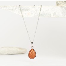 Yıldız Taşı Damla Dogal Taş Kolye