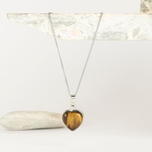 Kaplan Gözü Kalpli Kaplama Dogal Taş Kolye