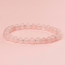 Pembe Kuvars Doğal Taş Bileklik (6 Mm) – Pembe Sükûnet