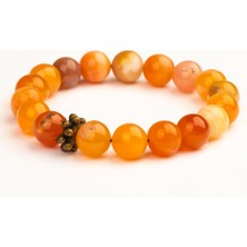 Karnelyan Akik Doğal Taş Bileklik (10 Mm) – Karanlıkta Parıltı