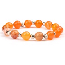 Karnelyan Akik Doğal Taş Bileklik (8mm) – Enerji Kalbi
