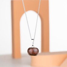 Kaplan Gözü Kızıl Elma Temalı Doğal Taş Kolye