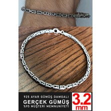 925 Ayar Gümüş Erkek Yuvarlak Kral Zincir Bileklik Künye Erkeğe Hediye MSB14