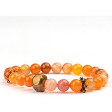 Karnelyan Akik Doğal Taş Bileklik (8mm) – Güneş Nefesi