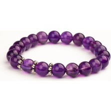 Ametist Dogal Taş Bileklik (8 Mm) – Silver Aparatlı