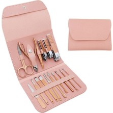 16 Parça Paslanmaz Çelik Deri Çantalı Manikür ve Pedikür Bakım Seti