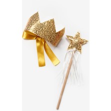 Le Mabelle Altın  Payetli Kız Çocuk Saç Bandı Asa Set