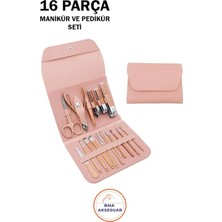 16 Parça Çelik Manikür ve Pedikür Seti, Taşıma Çantasıyla, Profesyonel Tırnak Bakım Kiti