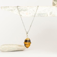 Kaplan Gözü Hamse Temalı Dogal Taş Kolye