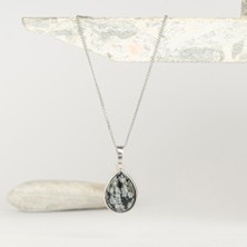 Obsidiyen Oval Dogal Taş Kolye