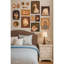 Vintage Pastoral Çerçeve Duvar Sticker Seti – 8’li Pastel Bahar Temalı Dekoratif Stickerlar