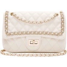 Kadın Krem Uzun Askılı Kapitone Omuz Çantası 25ABD2610KP