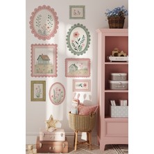 Pastoral Efektli Baharın Neşesi Temalı Çerçeve Görünümlü Sticker Poster Seti 8 Parça