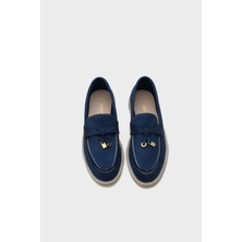 Capone Outfitters Calypso Kadın Loafer Düz Taban Suni Deri Günlük Ayakkabı Lacivert Renk