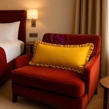 Fırfırlı Vintage Buldan Hardal Sarı Renk  Iskandinav Uzun 40X100 Kırlent Yastık (Içi Dolgulu)