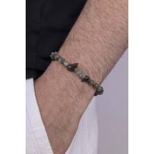 Gümüş Pazarım Karışık Form Akik Taşı Doğal Taş Erkek Bileklik