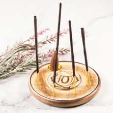 Sacral Çakra Temalı Yuvarlak Ahşap Konik Tütsülük