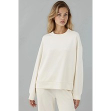 Hiccup Kadın Modal Touch Basic Sweatshirt Fildişi Doğal