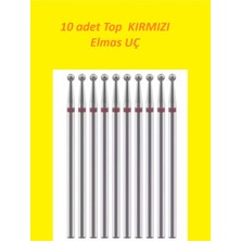 10 Adet Kuru Manikür Freze Ucu Kırmızı | Elmas Törpü Makinası Aksesuarları