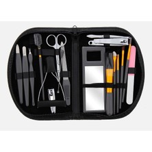 18 Parça Deri Çantalı Tırnak ve Makyaj Fırça Seti, Aynalı, Bakım Için Ideal