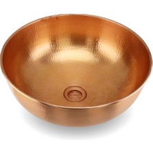 Bakır Lavabo, 40X15 Cm, Şık ve Doğal Görünüm, Ev ve Ofis Dekoruna Uyum Sağlar