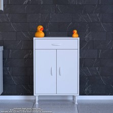 Modilayn Banyo Dolabı Çekmeceli ve 2 Kapaklı Çok Amaçlı Dolap Mutfak Dolabı Ofis Dolabı