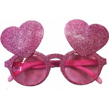 Pembe Renk Sim Işlenmiş Kalp Figürlü Yılbaşı Parti Gözlüğü