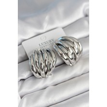 Pirinç Gümüş Renk Vintage Kadın Küpe