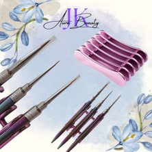 Ince Uçlu Fırça Seti 3'lü + Tutucu Aparat, Şık ve Kullanışlı Güzellik Araçları