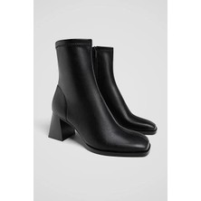 Shaxır  Küt Burun  Strech Kadın Topuklu Bot