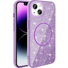 Apple iPhone 11 Kılıf M-Safe Şarj Özellikli Parlayan Simli  Okso Kapak