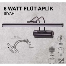 6W Flüt Aplik - Siyah Kasa - Günışığı