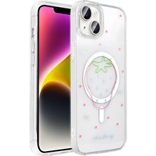 Apple iPhone 13 Kılıf M-Safe Şarj Özellikli Şeffaf  Folk Sert Kapak