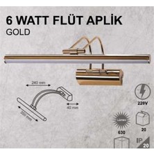 6W Flüt Aplik - Gold Kasa - Günışığı