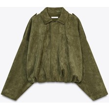 Süet Apoletli Bomber Ceket
