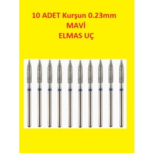 Elmas Kuru Manikür Uçları, Törpü Makinası Ucu, Kurşun Uç, Mavi, 10 Adet