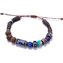 Funny Takı Lapis Lazuli Ametist Varisit Hematit Doğaltaşlı Seramik ve Toprak Boncuklu Unisex Bileklik