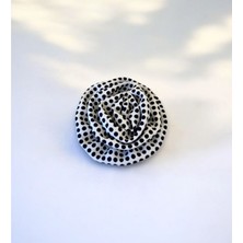 Çift Katlı Puantiye Kumaş Çiçek Broş