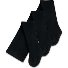 Panfilia Kız Erkek Unisex Bebek Çocuk Siyah Külotlu Çorap 3lü Set