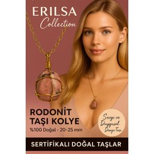Sertifikalı Tel Sargılı Gold Renkli Doğal Rodonit Taşı Kolye – Sevgi ve Duygusal Denge Taşı